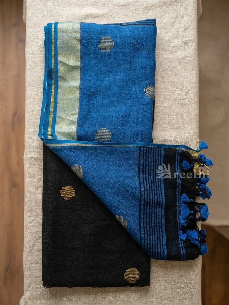Linen Tissue Jamdani - Zari Dots